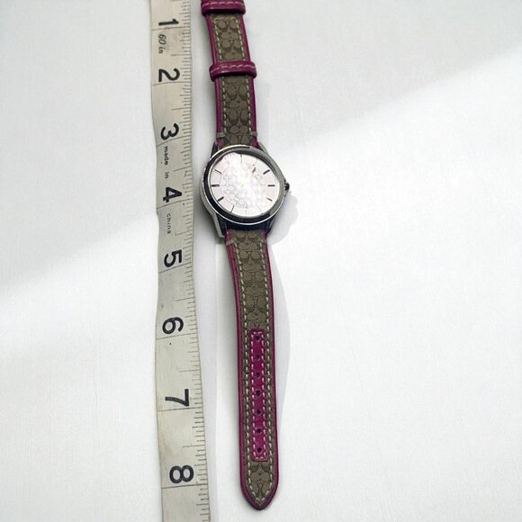 Coach Women's Boyfriend Watch Signature Logo Dial & Pink/Khaki Leather Strap - Picture 12 of 14
